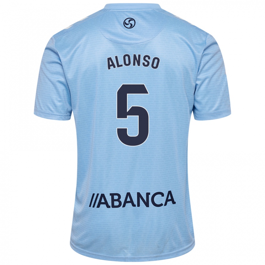 Kinder Gael Alonso #5 Himmelblau Heimtrikot Trikot 2024/25 T-Shirt