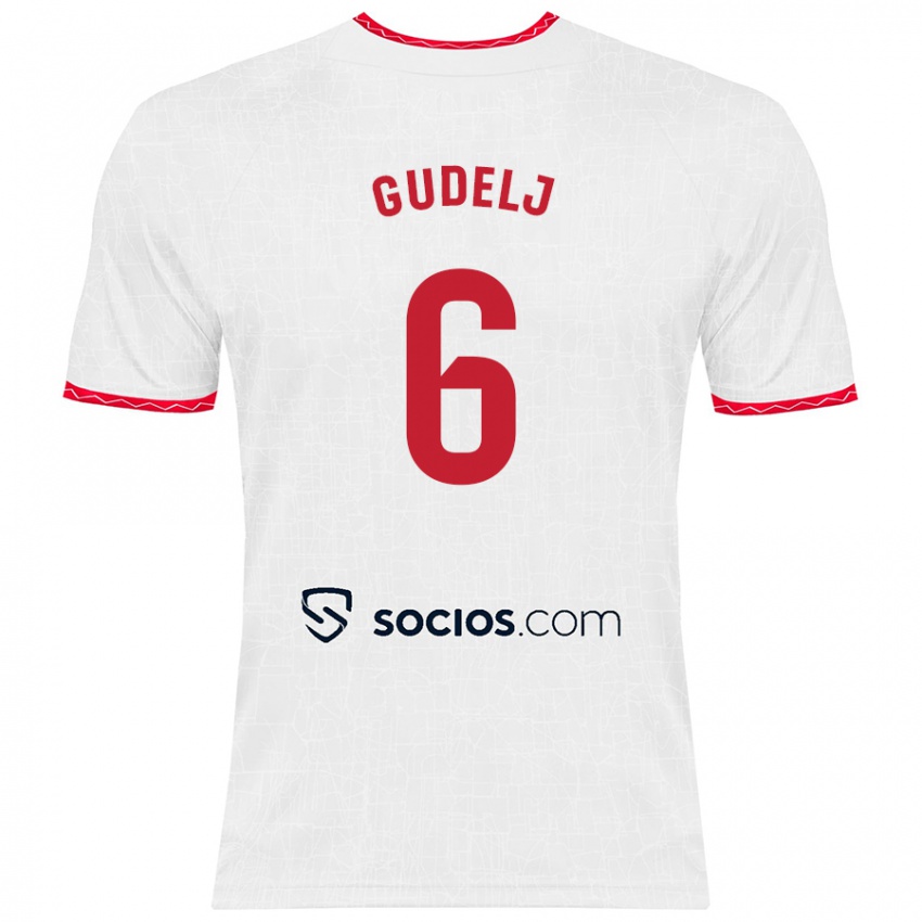 Kinder Nemanja Gudelj #6 Weiß Rot Heimtrikot Trikot 2024/25 T-Shirt