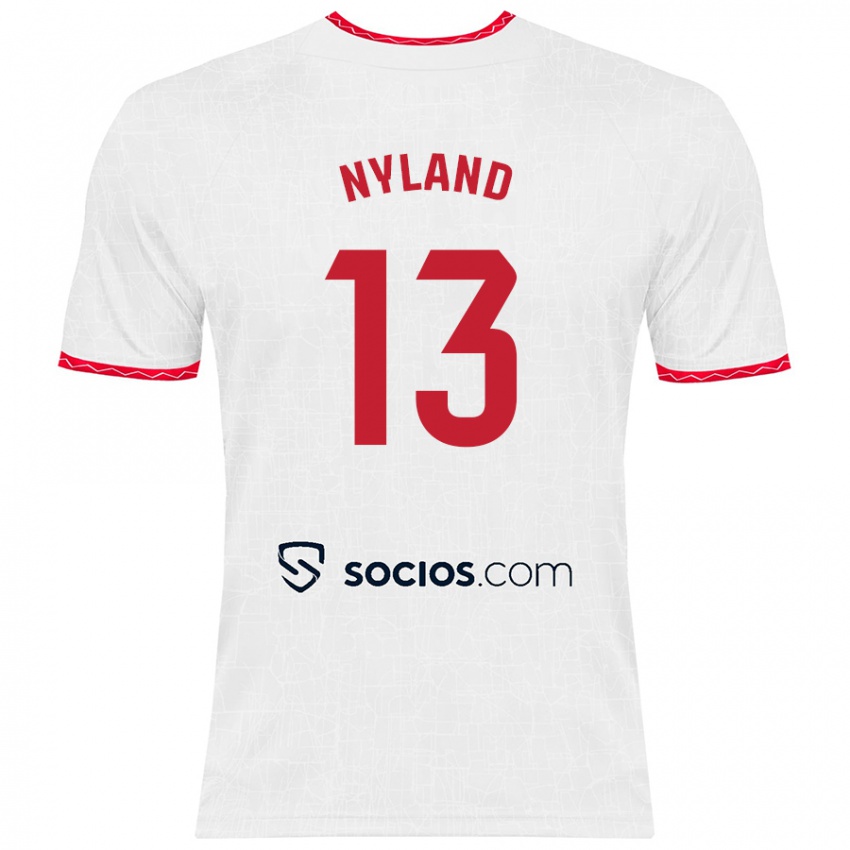 Kinder Ørjan Nyland #13 Weiß Rot Heimtrikot Trikot 2024/25 T-Shirt