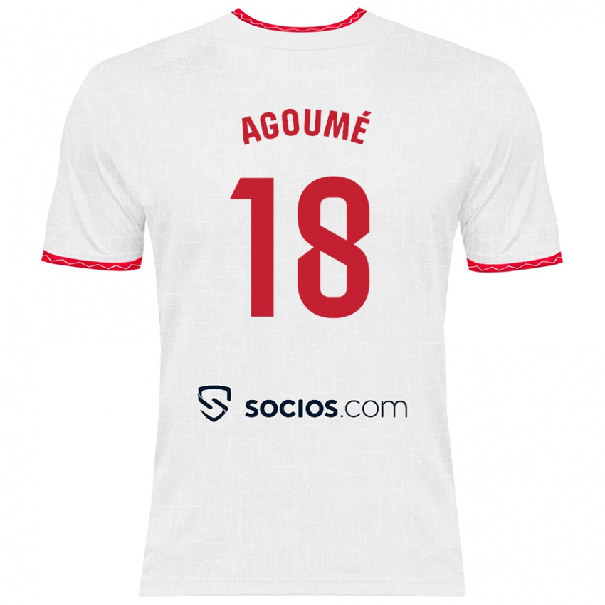 Kinder Lucien Agoume #18 Weiß Rot Heimtrikot Trikot 2024/25 T-Shirt