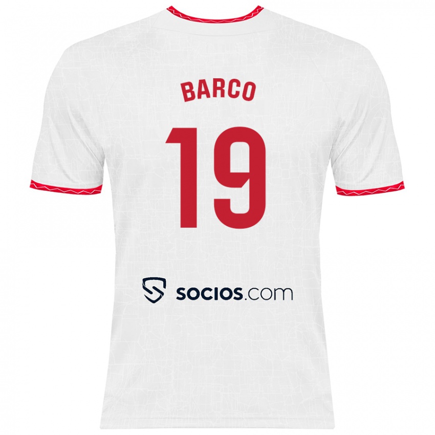 Kinder Valentin Barco #19 Weiß Rot Heimtrikot Trikot 2024/25 T-Shirt