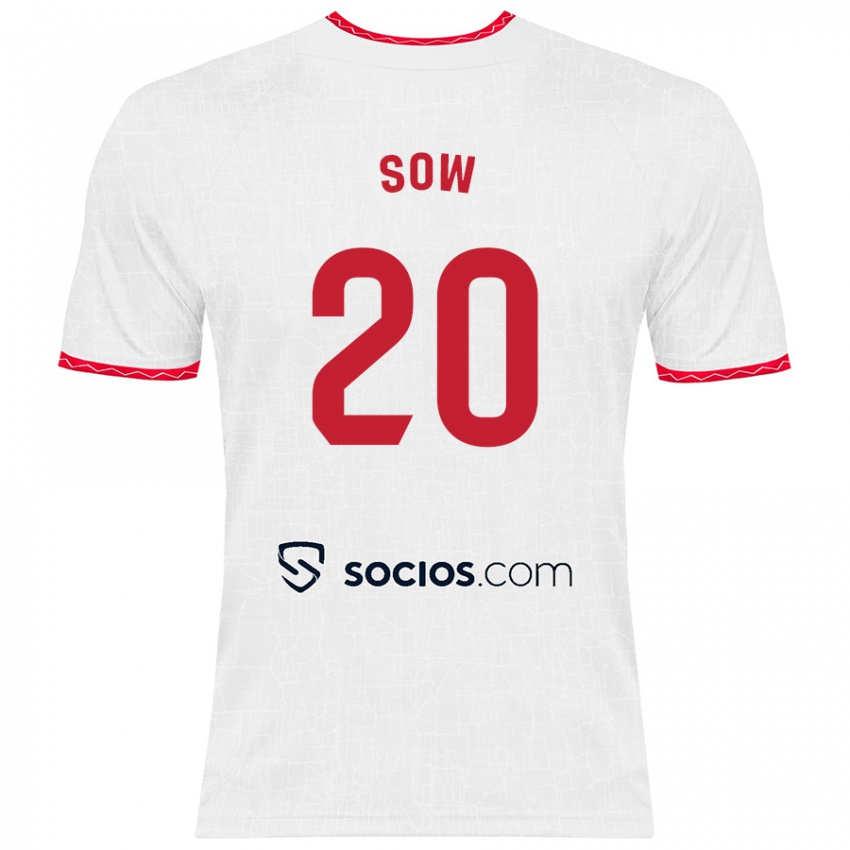 Kinder Djibril Sow #20 Weiß Rot Heimtrikot Trikot 2024/25 T-Shirt