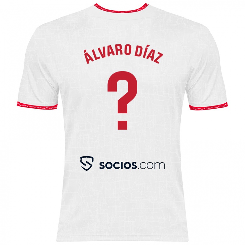 Kinder Álvaro Díaz #0 Weiß Rot Heimtrikot Trikot 2024/25 T-Shirt