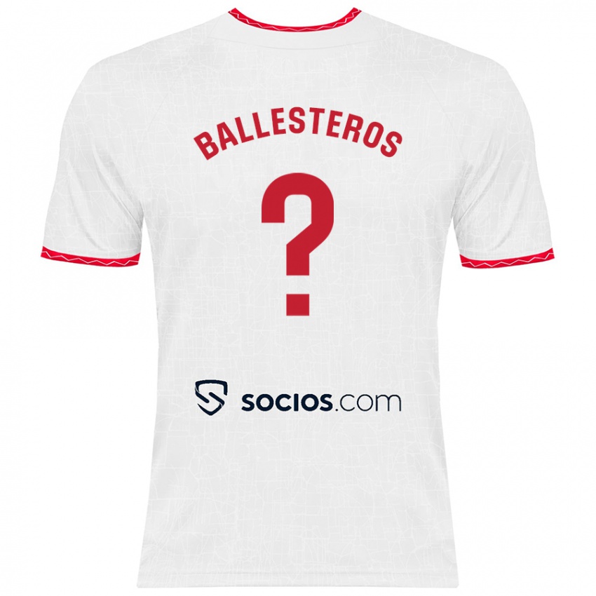 Kinder Gonzalo Ballesteros #0 Weiß Rot Heimtrikot Trikot 2024/25 T-Shirt