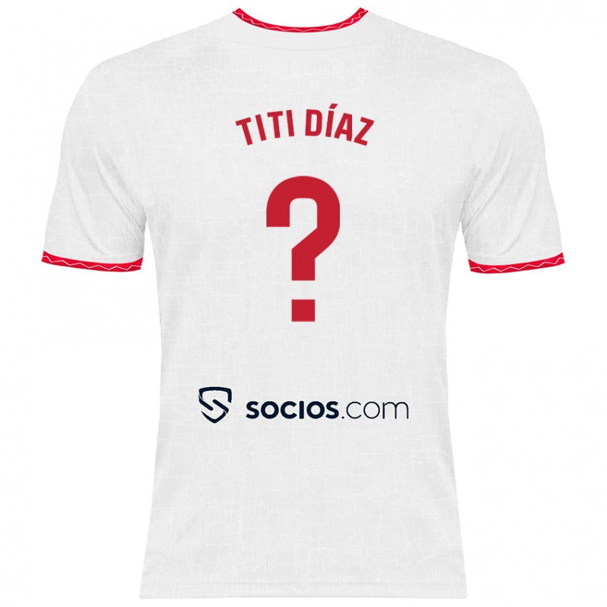 Kinder Titi Díaz #0 Weiß Rot Heimtrikot Trikot 2024/25 T-Shirt