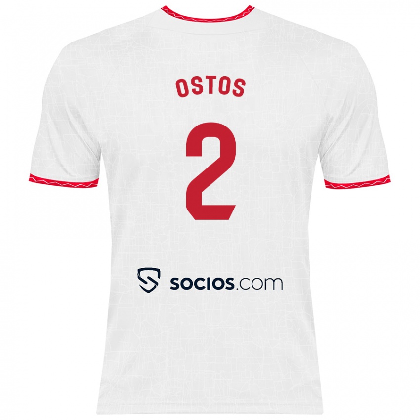 Kinder Fran Ostos #2 Weiß Rot Heimtrikot Trikot 2024/25 T-Shirt