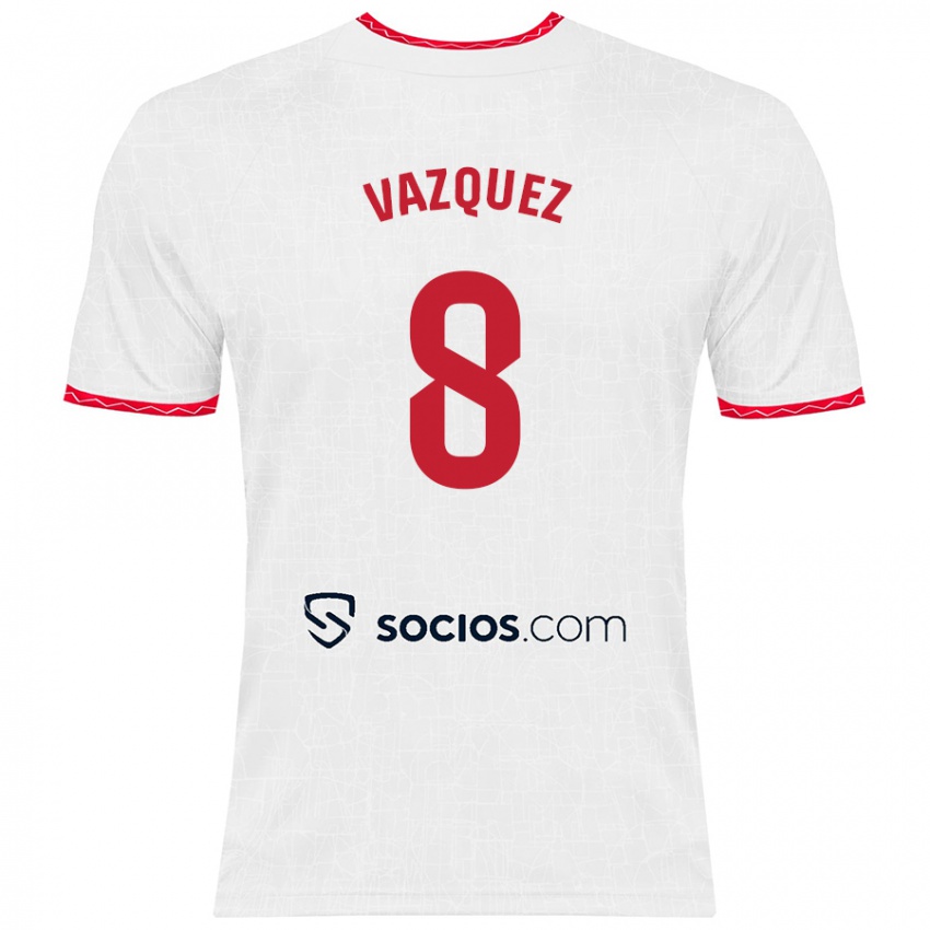 Kinder Manolo Vázquez #8 Weiß Rot Heimtrikot Trikot 2024/25 T-Shirt