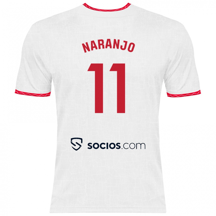 Kinder Mario Naranjo #11 Weiß Rot Heimtrikot Trikot 2024/25 T-Shirt