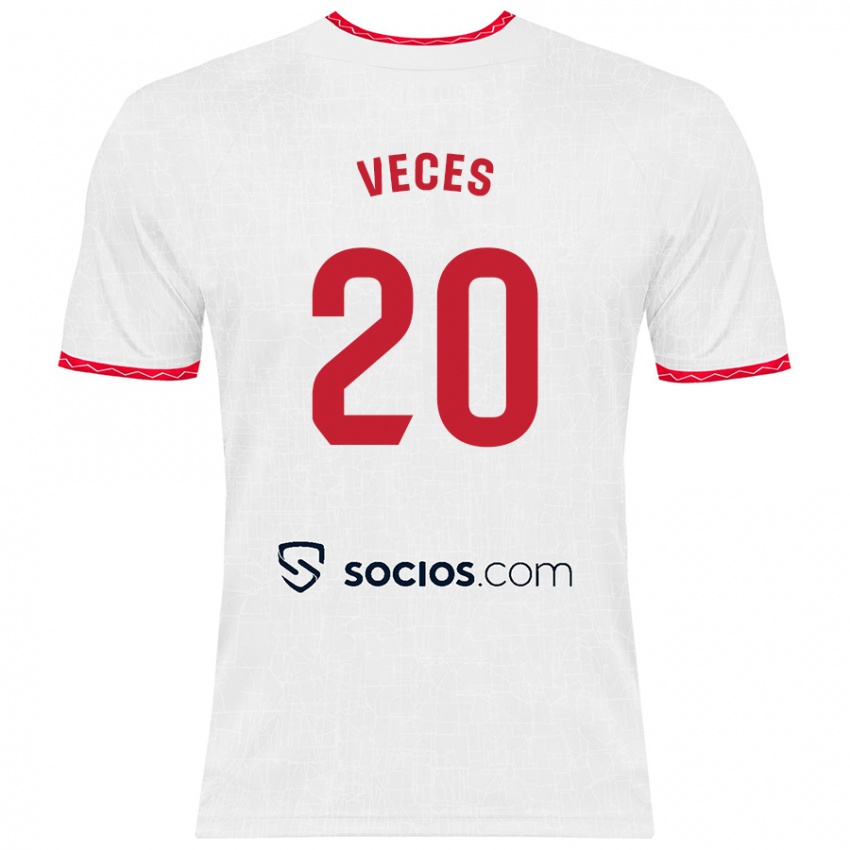 Kinder Sergio Veces #20 Weiß Rot Heimtrikot Trikot 2024/25 T-Shirt