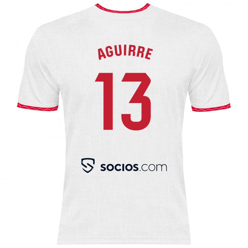 Kinder Yolanda Aguirre #13 Weiß Rot Heimtrikot Trikot 2024/25 T-Shirt