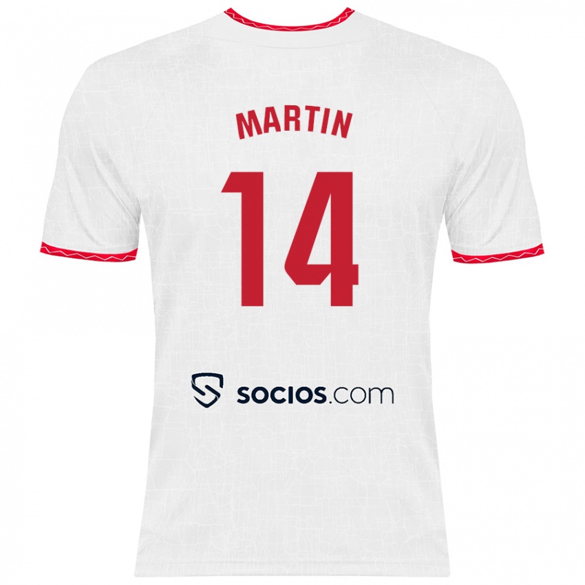 Kinder Nazareth Martín #14 Weiß Rot Heimtrikot Trikot 2024/25 T-Shirt