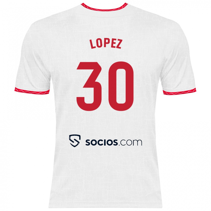 Kinder Alba López #30 Weiß Rot Heimtrikot Trikot 2024/25 T-Shirt