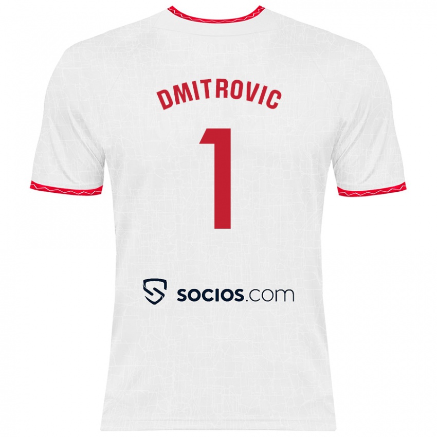 Kinder Marko Dmitrović #1 Weiß Rot Heimtrikot Trikot 2024/25 T-Shirt