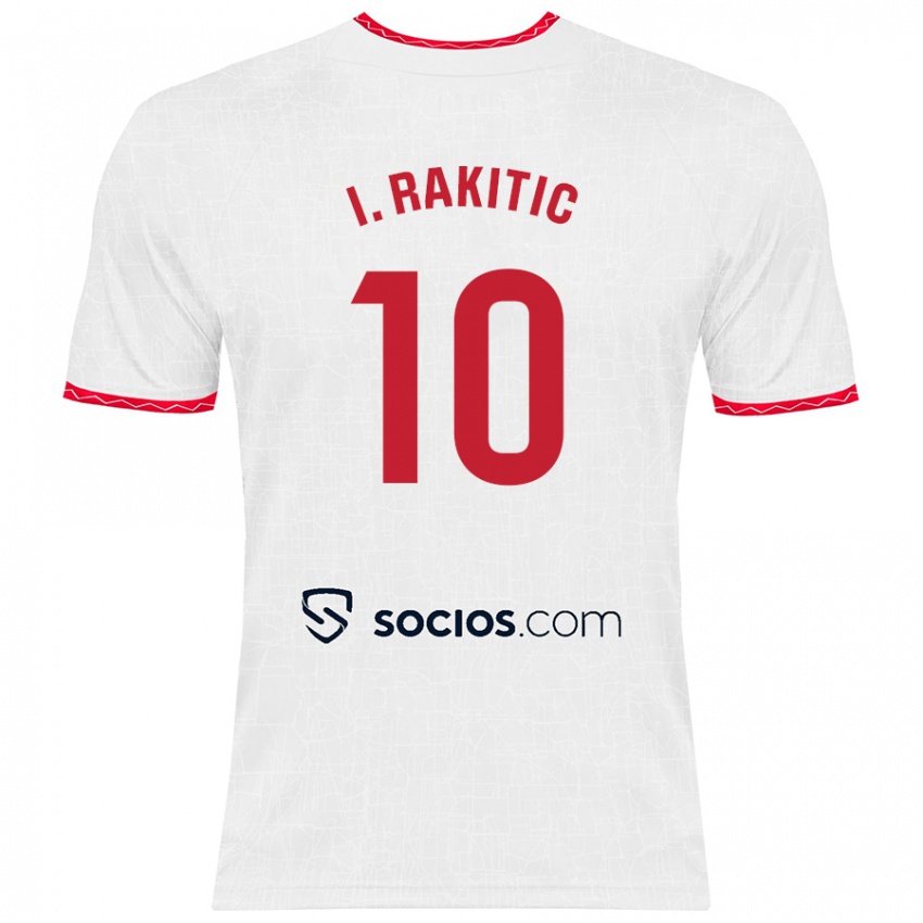 Kinder Ivan Rakitic #10 Weiß Rot Heimtrikot Trikot 2024/25 T-Shirt