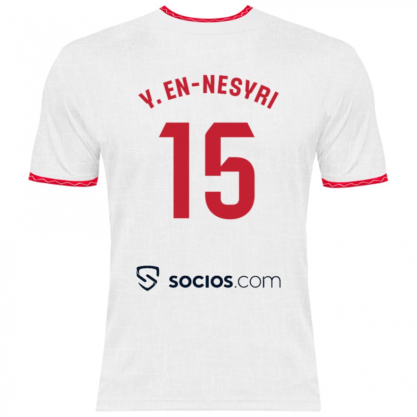 Kinder Youssef En-Nesyri #15 Weiß Rot Heimtrikot Trikot 2024/25 T-Shirt