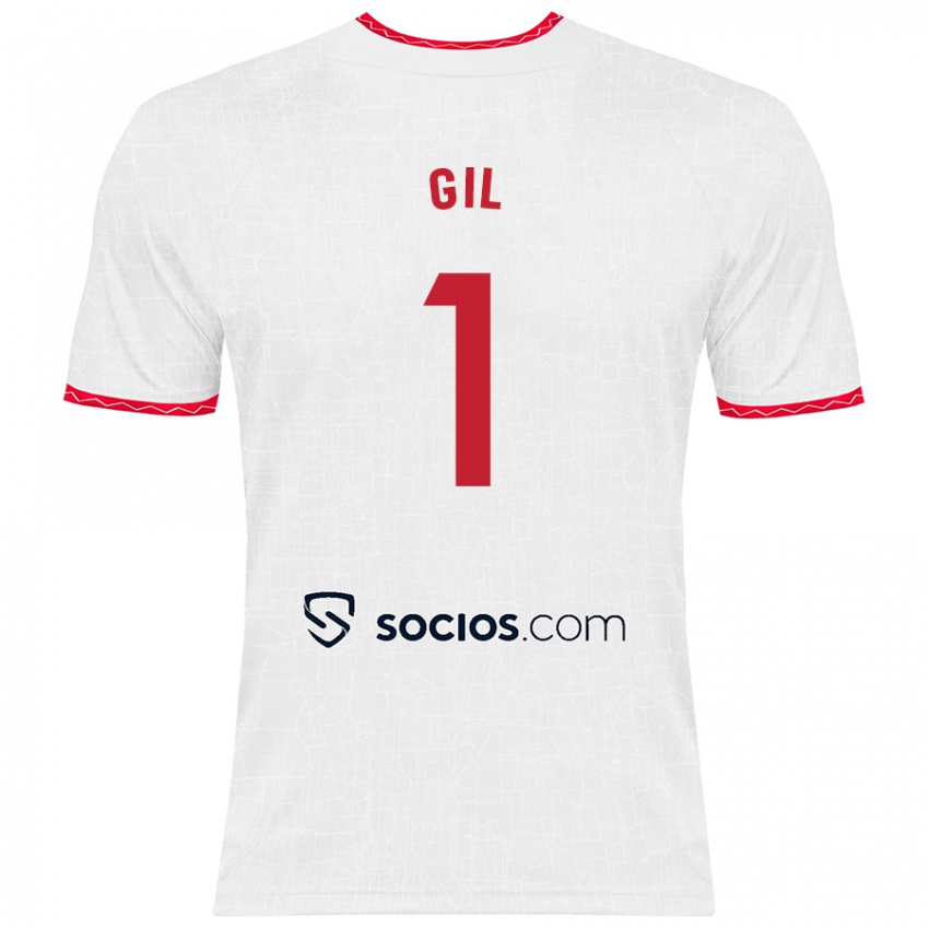 Kinder David Gil #1 Weiß Rot Heimtrikot Trikot 2024/25 T-Shirt