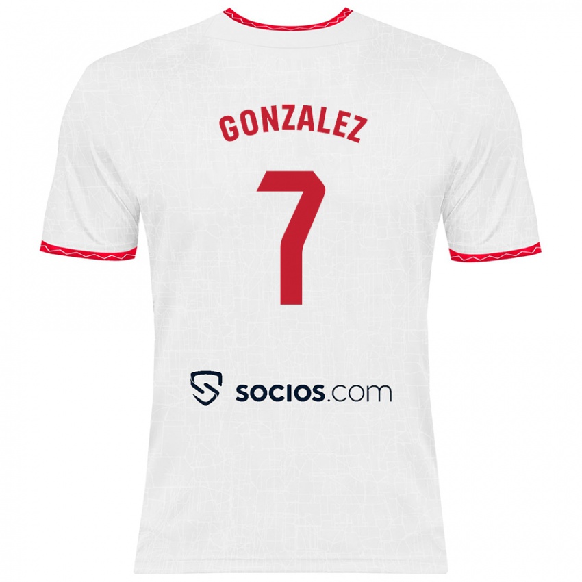 Kinder Juan González #7 Weiß Rot Heimtrikot Trikot 2024/25 T-Shirt