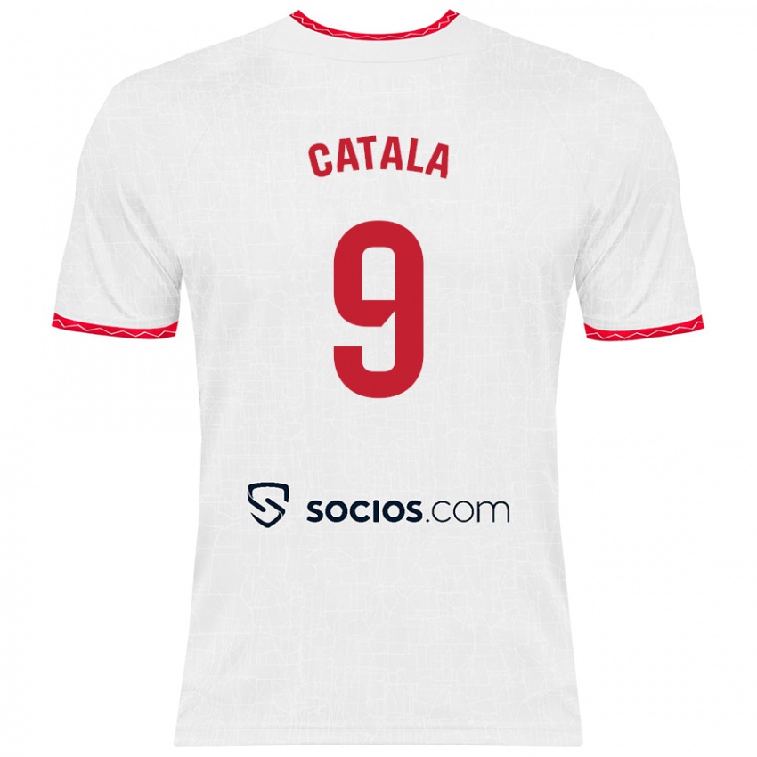 Kinder Rubén Catalá #9 Weiß Rot Heimtrikot Trikot 2024/25 T-Shirt