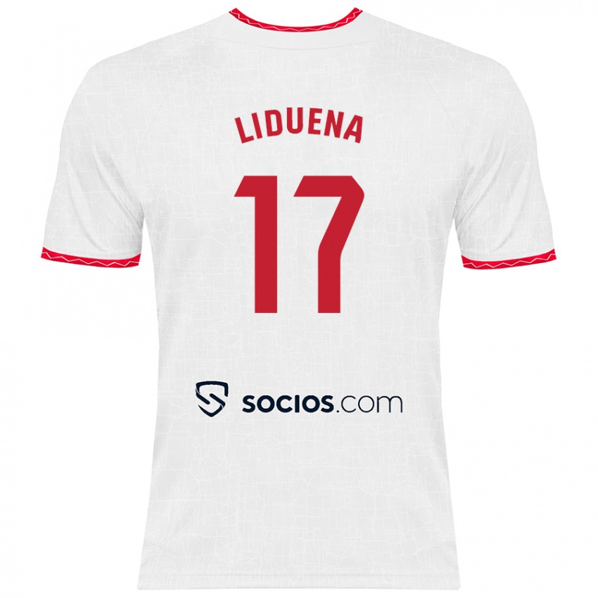 Kinder Daniel Lidueña #17 Weiß Rot Heimtrikot Trikot 2024/25 T-Shirt