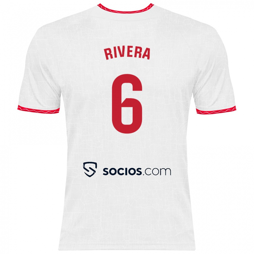 Kinder Pablo Rivera #6 Weiß Rot Heimtrikot Trikot 2024/25 T-Shirt