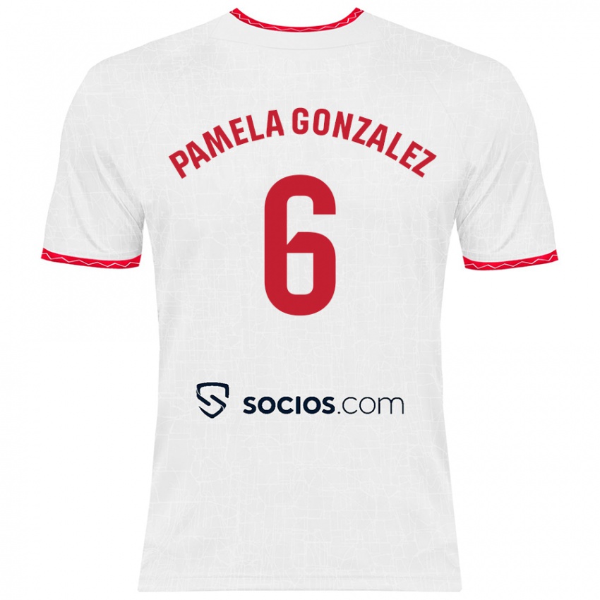 Kinder Cinthia Pamela González Medina #6 Weiß Rot Heimtrikot Trikot 2024/25 T-Shirt