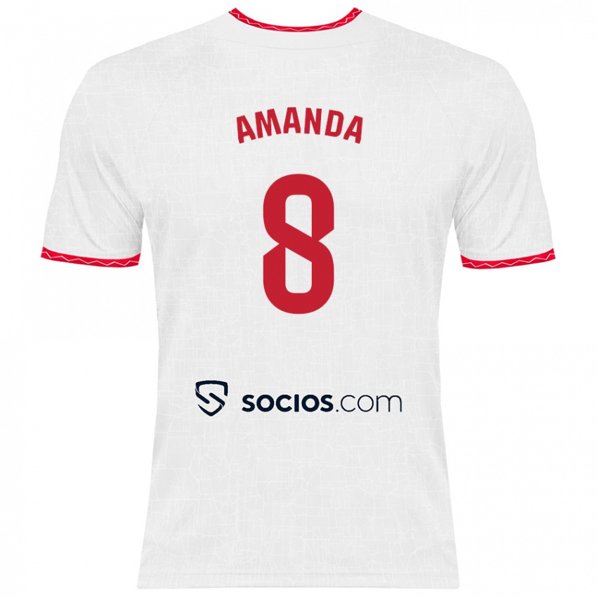 Kinder Amanda Sampedro Bustos #8 Weiß Rot Heimtrikot Trikot 2024/25 T-Shirt