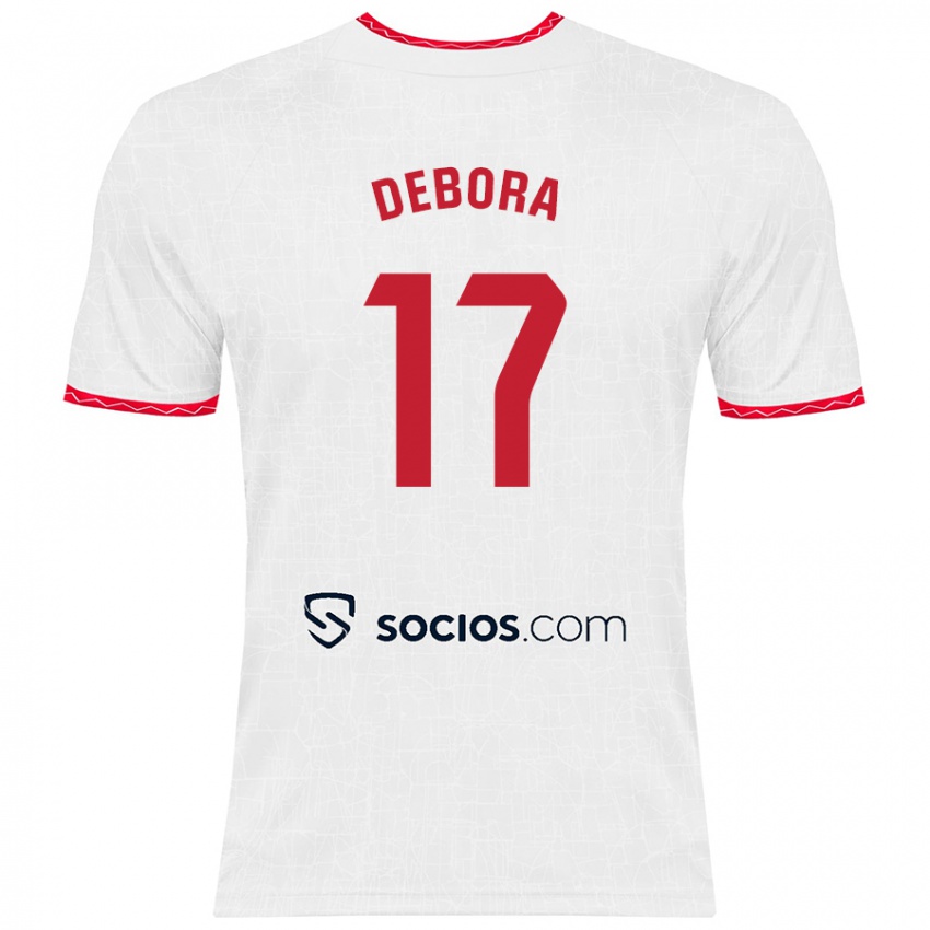 Kinder Débora García Mateo #17 Weiß Rot Heimtrikot Trikot 2024/25 T-Shirt