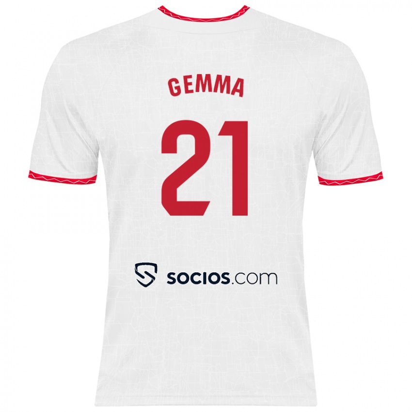 Kinder Gemma Gili Giner #21 Weiß Rot Heimtrikot Trikot 2024/25 T-Shirt