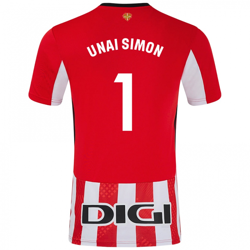 Kinder Unai Simón #1 Rot Weiß Heimtrikot Trikot 2024/25 T-Shirt