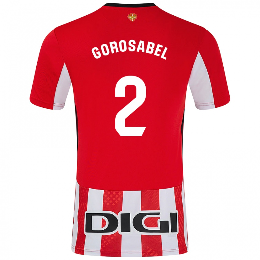 Kinder Andoni Gorosabel #2 Rot Weiß Heimtrikot Trikot 2024/25 T-Shirt