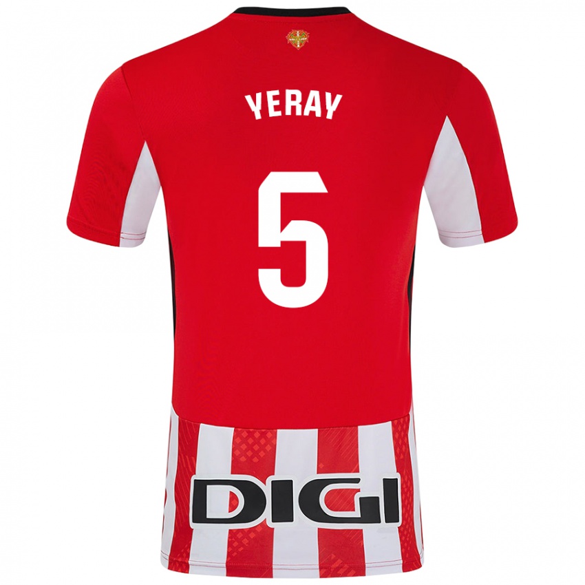 Kinder Yeray Álvarez #5 Rot Weiß Heimtrikot Trikot 2024/25 T-Shirt