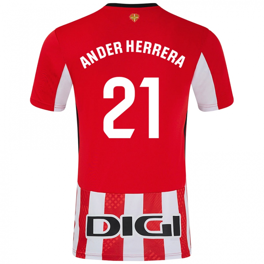 Kinder Ander Herrera #21 Rot Weiß Heimtrikot Trikot 2024/25 T-Shirt