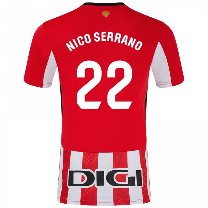 Kinder Nico Serrano #22 Rot Weiß Heimtrikot Trikot 2024/25 T-Shirt