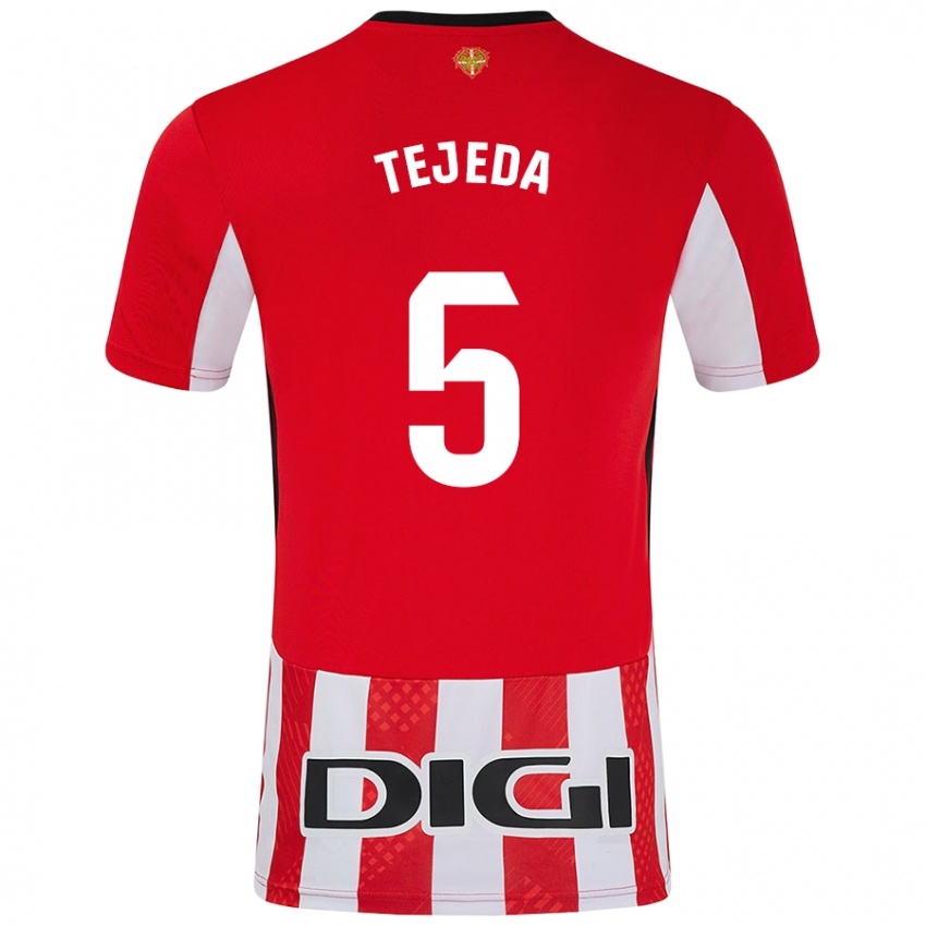 Kinder Diego Tejeda #5 Rot Weiß Heimtrikot Trikot 2024/25 T-Shirt