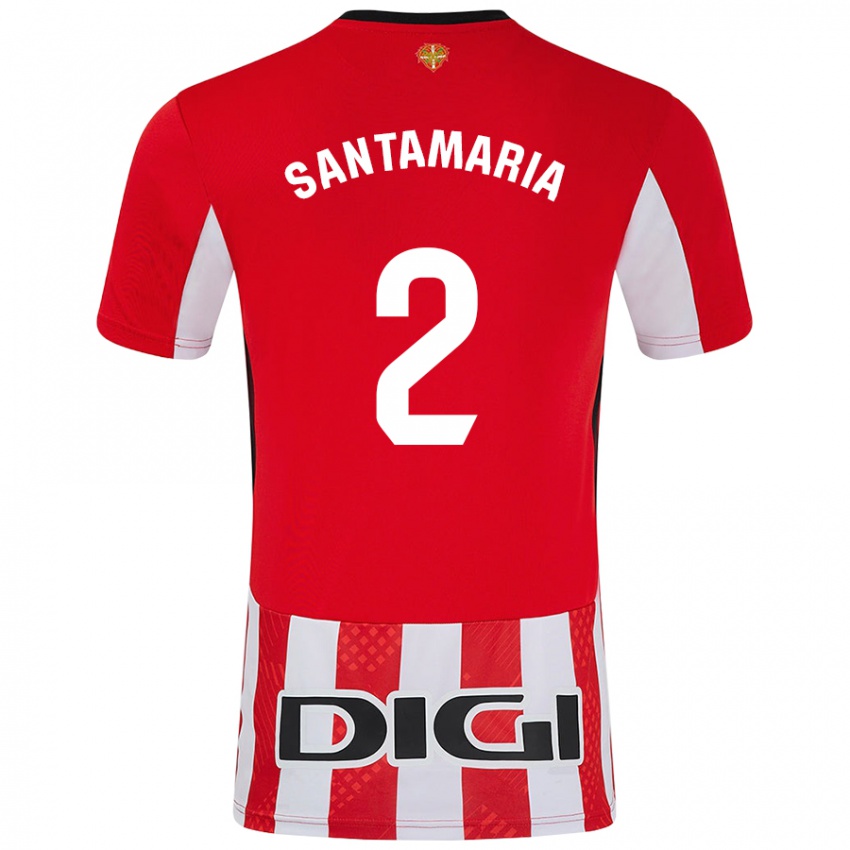 Kinder Unai Santamaría #2 Rot Weiß Heimtrikot Trikot 2024/25 T-Shirt