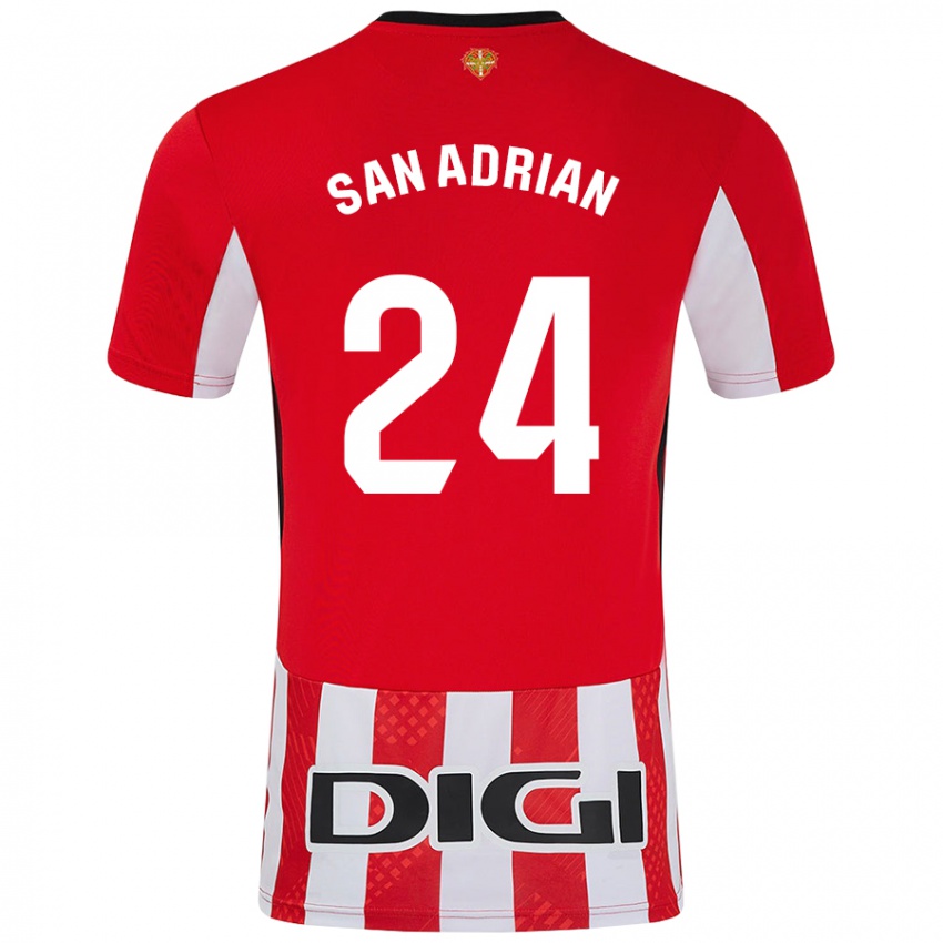 Kinder Marta San Adrián Rocandio #24 Rot Weiß Heimtrikot Trikot 2024/25 T-Shirt