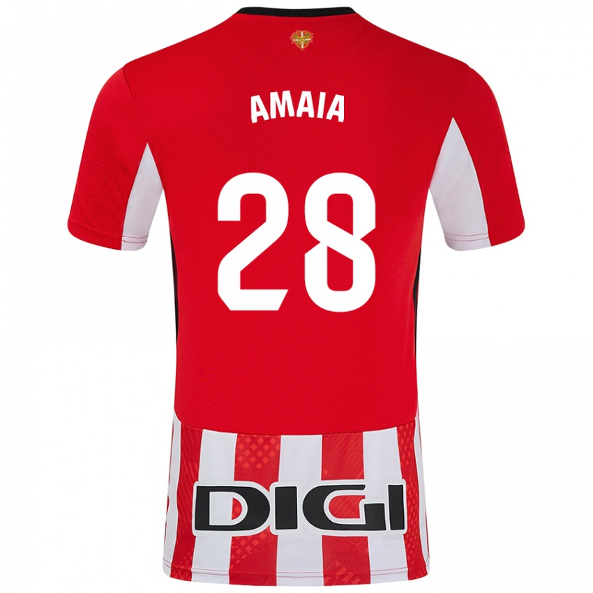 Kinder Amaia Martinez De La Peña #28 Rot Weiß Heimtrikot Trikot 2024/25 T-Shirt