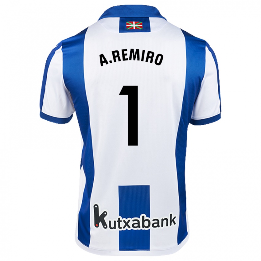 Kinder Álex Remiro #1 Weiß Blau Heimtrikot Trikot 2024/25 T-Shirt