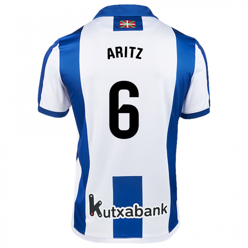 Kinder Aritz Elustondo #6 Weiß Blau Heimtrikot Trikot 2024/25 T-Shirt