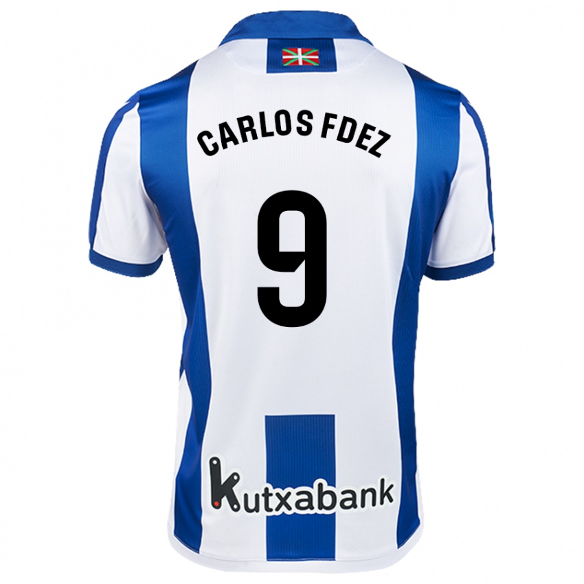 Kinder Carlos Fernández #9 Weiß Blau Heimtrikot Trikot 2024/25 T-Shirt