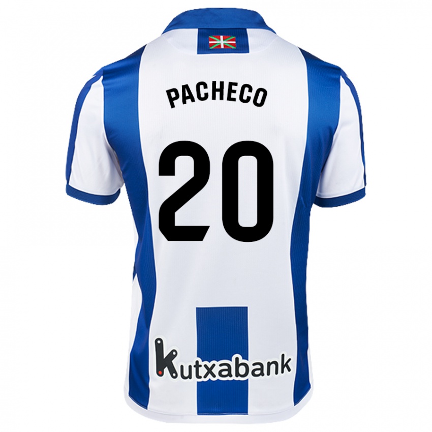 Kinder Jon Pacheco #20 Weiß Blau Heimtrikot Trikot 2024/25 T-Shirt