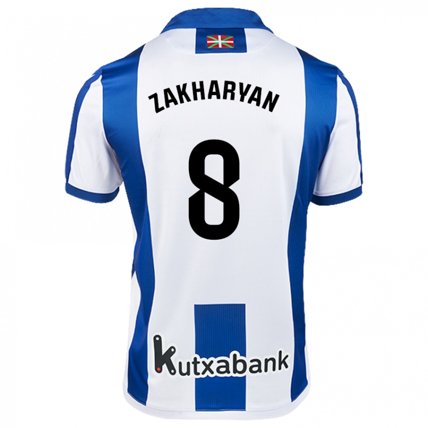 Kinder Arsen Zakharyan #8 Weiß Blau Heimtrikot Trikot 2024/25 T-Shirt