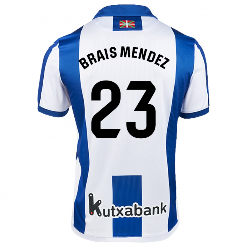 Kinder Brais Méndez #23 Weiß Blau Heimtrikot Trikot 2024/25 T-Shirt