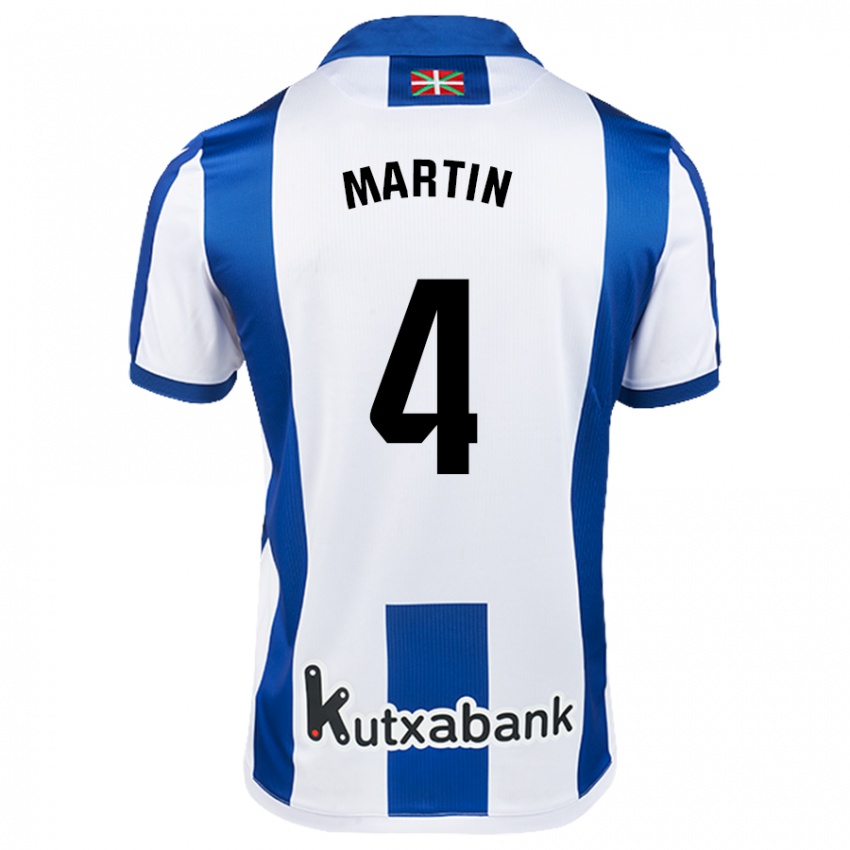 Kinder Jon Martín #4 Weiß Blau Heimtrikot Trikot 2024/25 T-Shirt