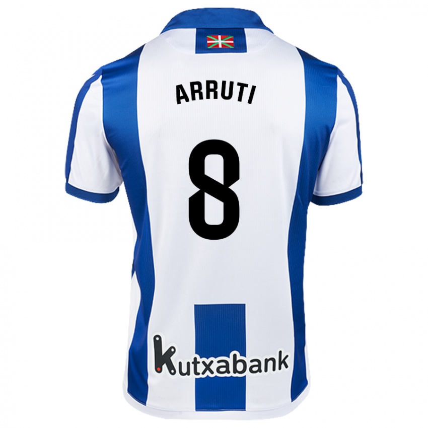 Kinder Martín Arruti #8 Weiß Blau Heimtrikot Trikot 2024/25 T-Shirt