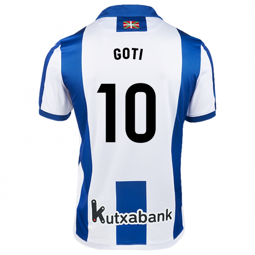 Kinder Mikel Goti #10 Weiß Blau Heimtrikot Trikot 2024/25 T-Shirt