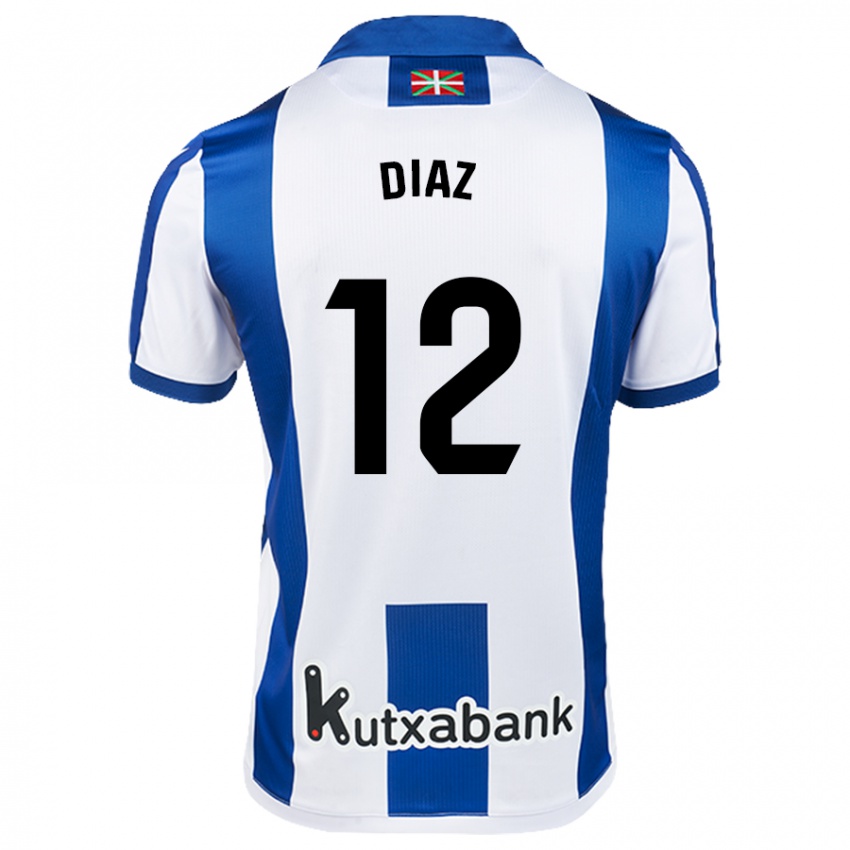 Kinder Ekain Díaz #12 Weiß Blau Heimtrikot Trikot 2024/25 T-Shirt