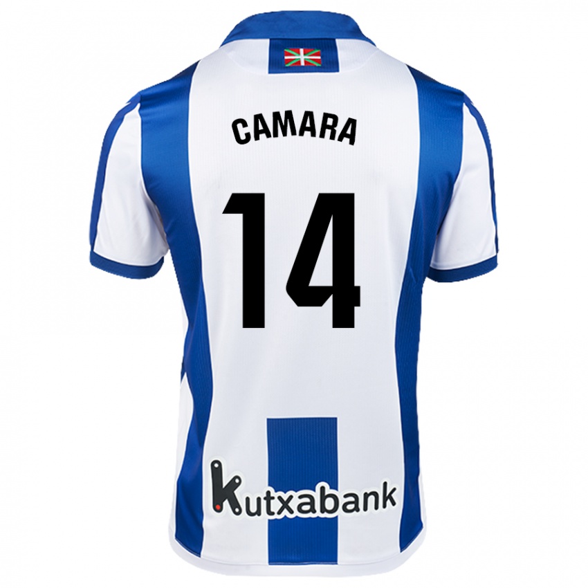 Kinder Ibra Cámara #14 Weiß Blau Heimtrikot Trikot 2024/25 T-Shirt