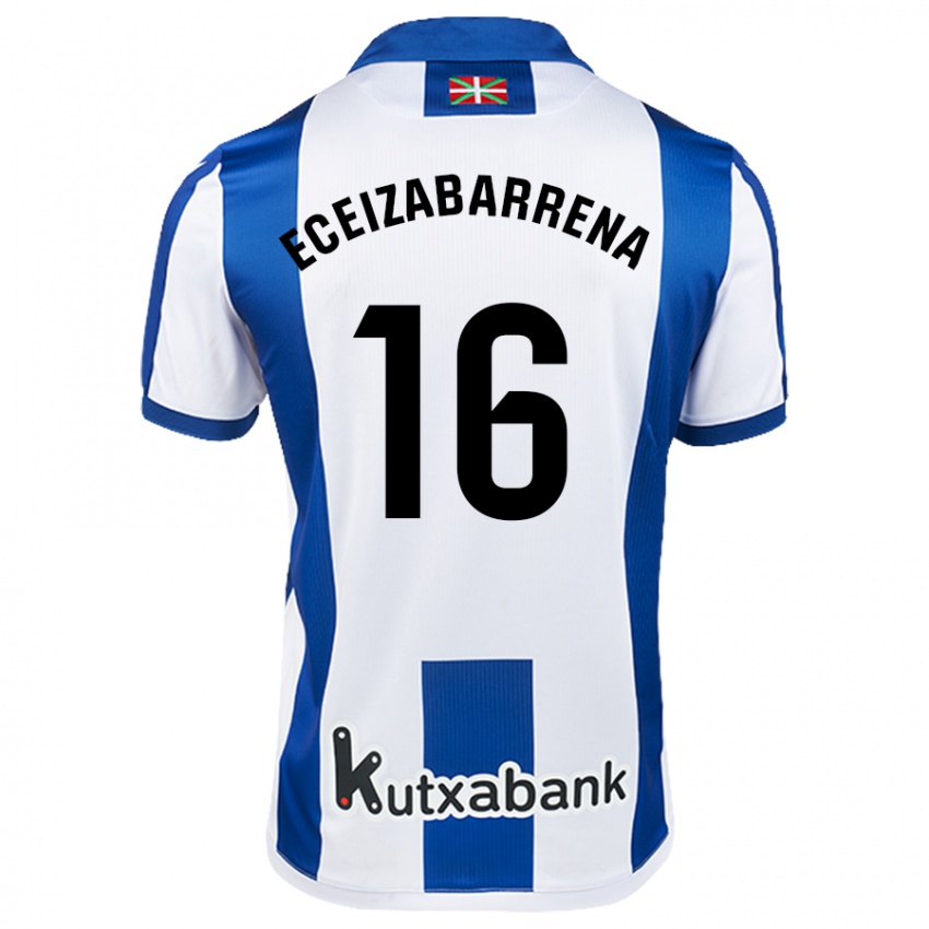 Kinder Jon Eceizabarrena #16 Weiß Blau Heimtrikot Trikot 2024/25 T-Shirt