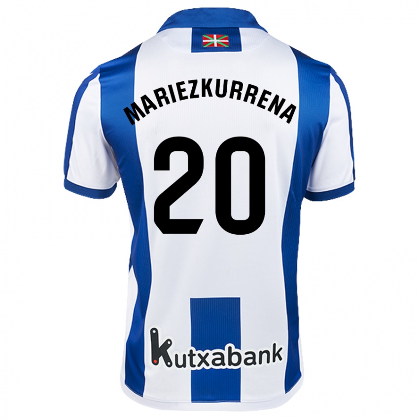 Kinder Arkaitz Mariezkurrena #20 Weiß Blau Heimtrikot Trikot 2024/25 T-Shirt